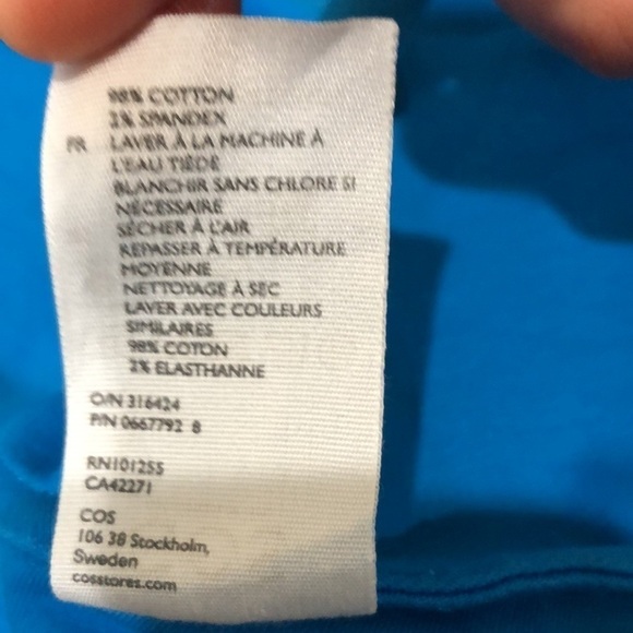 COS Shift Dress Size Medium Cyan Blue Stretch Cotton Blend - Picture 7 of 9